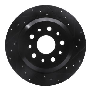 Jeep Wrangler Brake Rotor (1) - Rear Right - R1 Concepts - Drilled & Slotted - Black - `18-`25